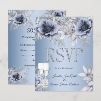 Bouquet de mariage bleu argent floral RSVP Champag