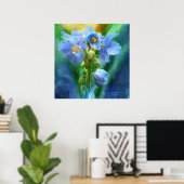Bouquet de papilles bleues Poster d'art / Imprimer (Bureau à domicile)