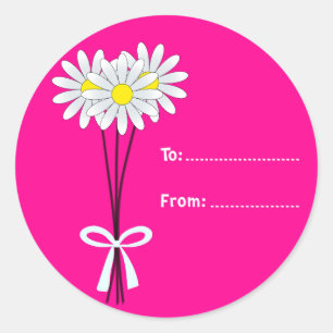 Bouquet de pâquerettes blanches sur autocollant ro