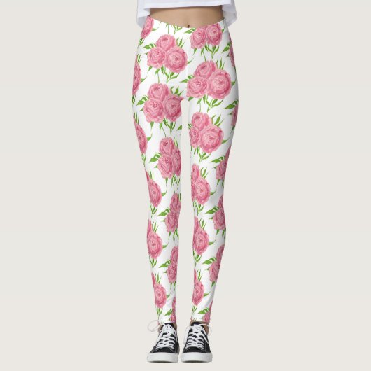 Bouquet de pivoine aquarelle leggings motifs (Devant)
