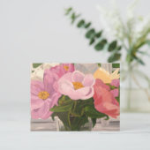 Bouquet de pivoines en pot de verre Carte postale (Debout devant)
