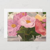 Bouquet de pivoines en pot de verre Carte postale (Devant / Derrière)