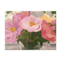 Bouquet de pivoines en pot de verre Carte postale