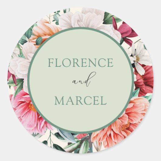 Bouquet de printemps en Sticker Mariage vert et iv (Devant)