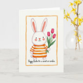 Bouquet de rayures de lapin Carte de printemps (Fleur jaune)