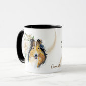 Bouquet de Rose blanche Collie Chien Mug (Devant gauche)