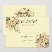Bouquet de rose jaune beurre carte RSVP mariage (Devant / Derrière)