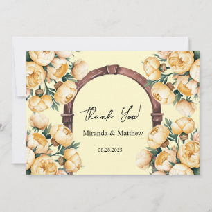 Bouquet de rose jaune beurre Mariage Merci Cartes