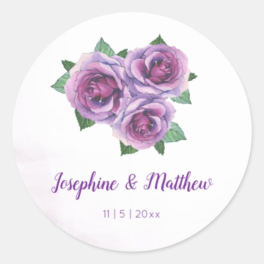 Bouquet de rose violet Aquarelle Stickers de maria (Devant)