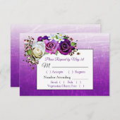 Bouquet de rose violette Elégante carte de mariage (Devant / Derrière)