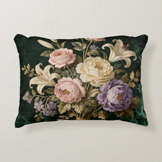 Bouquet de roses à accent de style antique Coussin (Devant)