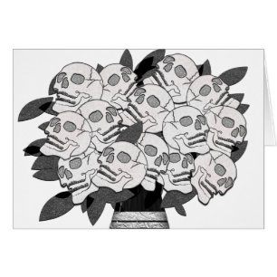 Bouquet de roses crâniennes noir et blanc de toute