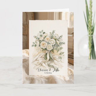 Bouquet de roses de mariage Carte de remerciement
