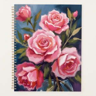 Bouquet de roses rose blush peinture