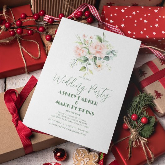 Bouquet de roses rose pâle Invitation de la fête d