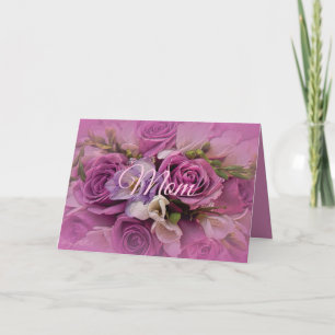 Bouquet de roses roses et violettes Carte de la fê