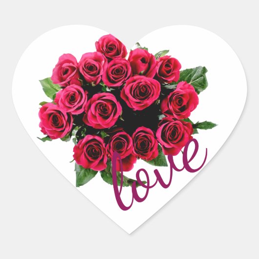 Bouquet de Roses rouges avec amour sur Sticker Coe (Devant)