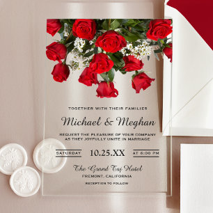 Bouquet de roses rouges romantiques Invitation de