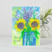 Bouquet de tournesol Invitation de fête d'annivers (Debout devant)