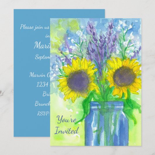 Bouquet de tournesol Invitation de fête d'annivers (Devant / Derrière)