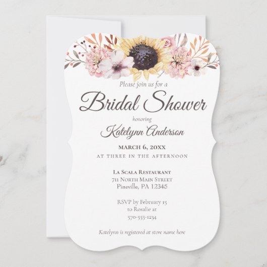 Bouquet de tournesol Invitations de douche nuptial (Devant)