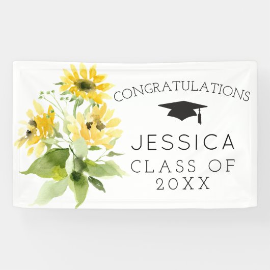 Bouquet de tournesol rustique bannières de graduat (Horizontal)