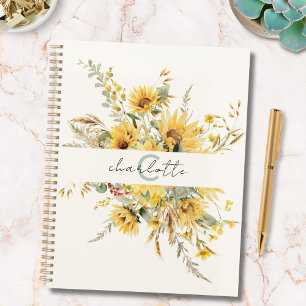 Bouquet de tournesols à l'aquarelle avec monogramm