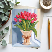 Bouquet de tulipe rose Aquarelle Carte Florale