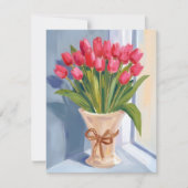 Bouquet de tulipe rose Aquarelle Carte Florale (Devant)