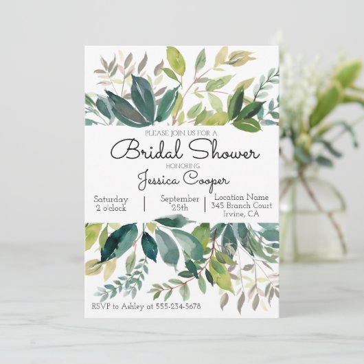 Bouquet de verdure Invitation à la douche nuptiale (Debout devant)