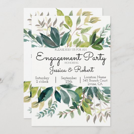 Bouquet de verdure Invitation de la partie d'engag (Devant / Derrière)