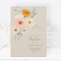 bouquet délicat Baptême Invitation