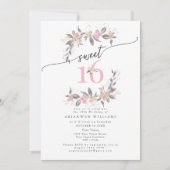 Bouquet d'or Chute rose rose doux 16 Invitation (Devant)
