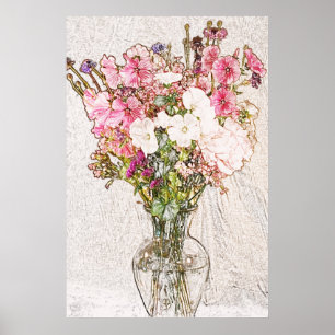 bouquet en affiche claire de croquis de crayon de