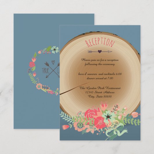 Bouquet en bois rustique - Invitation de réception (Devant / Derrière)