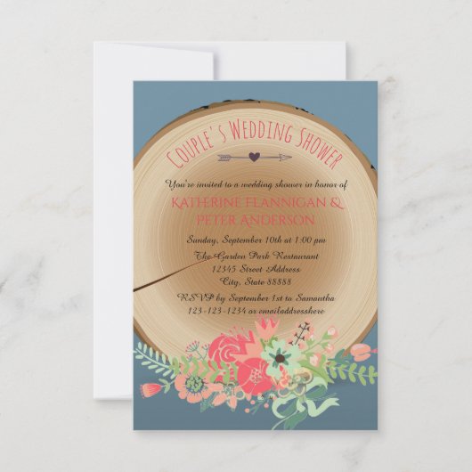 Bouquet en bois rustique - Invitation Wedding show (Devant)