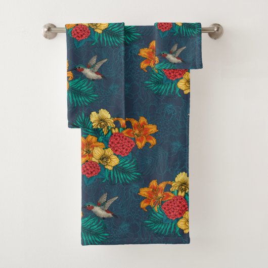 Bouquet et colibris tropicaux (En situation)