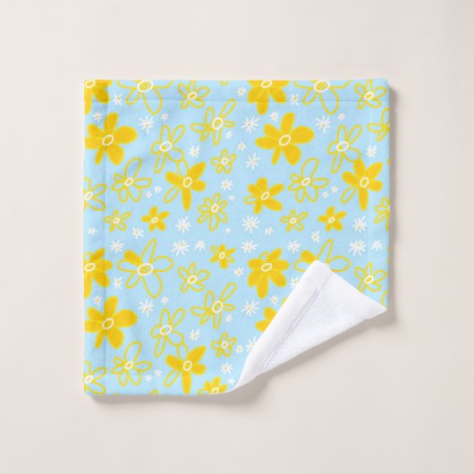 Bouquet Fleur Daisy Meadow Sky Jaune Blanc (Gant de toilette)