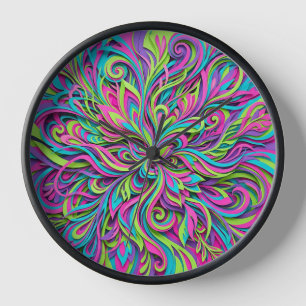 Bouquet Floral Abstrait Horloges Néon Art