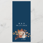 Bouquet floral Automne Marine Mariage bleu Menu (Dos)