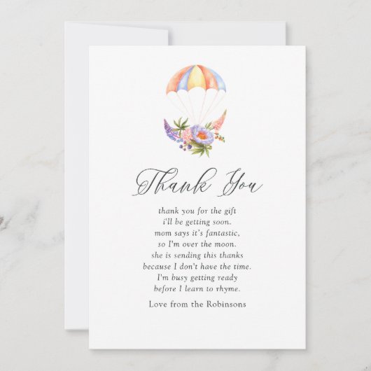 Bouquet floral Baby shower parachute Merci (Devant)