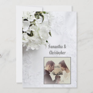 Bouquet floral blanc mariage photo invitation