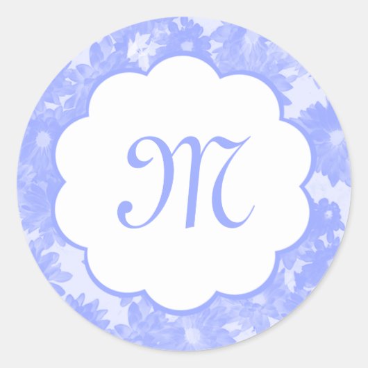 Bouquet floral bleu Monogramme Stickers initiaux (Devant)