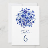 Bouquet Floral Bleu Numéro de Table de Mariage (Dos)
