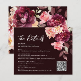 Bouquet Floral Burgundy QR code Details Wedding