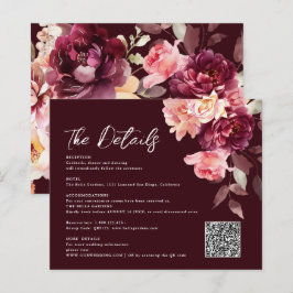 Bouquet Floral Burgundy QR code Details Wedding