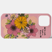 Bouquet floral clair sur coque iphone rose (Verso (horizontal))