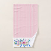 Bouquet floral coloré et rayures roses (Serviette à main)