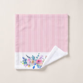 Bouquet floral coloré et rayures roses (Gant de toilette)