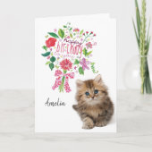 Bouquet floral Cute Kitten Carte d'anniversaire (Devant)